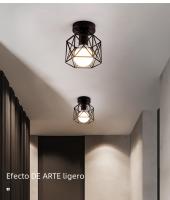 Lámpara De Techo Moderna Nórdica Negra De Hierro Tratado E27 LED Para Cocina Sala De Estar Dormitorio Estudio Balcón Restaurante Café Hotel - details 2