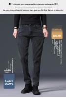 Nuevos Jeans De Invierno Para Hombre Cálidos Con Fleece Pantalones Casuales De Algodón Elásticos Estilo Recto Moda Con Cierre De Cremallera - details 3