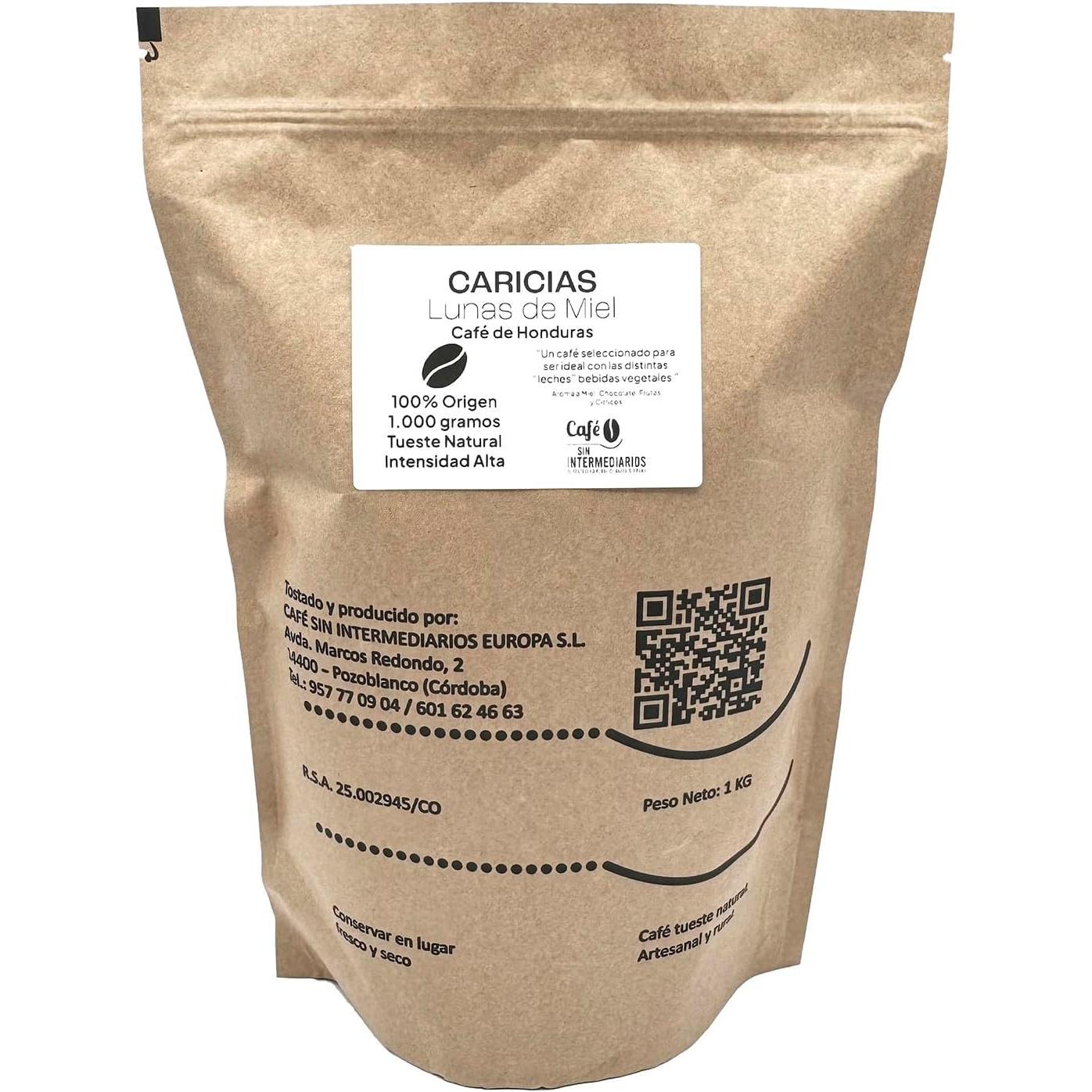 CAFE SIN INTERMEDIARIOS | Caricias Café Honduras | Tostado semanal | Intensidad alta | Ideal con leche vegeta