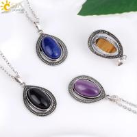 Collar Colgante De Gota De Agua Con Piedra Natural Para Mujer Perla Ovalada De Amatista Rosa Cristal Colgante De Moda H633 - details 18