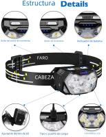 Lámpara Frontal LED 9 Luces Con Sensor De Movimiento Recargable USB Portátil Para Pesca Camping Y Actividades Al Aire Libre - details 4
