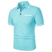 Camisa Polo Para Hombre De Manga Corta Color Sólido Casual Verano Transpirable Suelta Con Bolsillos Top Basic Splice Trendy - details 23