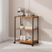 Max Home - Estantería madera con ruedas, almacenaje inteligente, 3 estantes, 48x30x62 cm, acero y MDF resistentes, muebles de salón, estanterías decorativas, decoración hogar, montaje sencillo - details 1