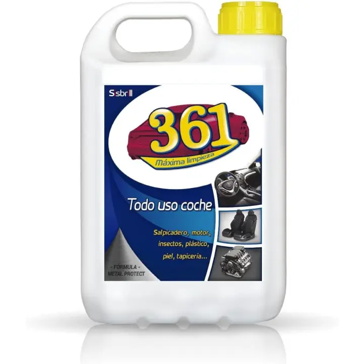 Sisbrill 361 Todo Uso Coche - Limpiador de Asientos, Tapicería, Salpicadero, Cuero, Mosquitos - Interior y Exterior del coche - 5 Litros - 1
