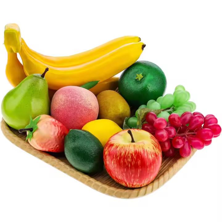 Decoración De Frutas Artificiales 10/11 PCS Banana Grape Lemon Kiwi Orange Apple Peach Strawberries Para El Hogar Material PE - 1