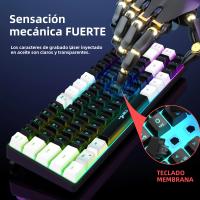 Teclado De Juego 68 Teclas Con Retroiluminación RGB Negro Y Blanco Para Portátiles Y Computadoras USB Cableado Portátil - details 4