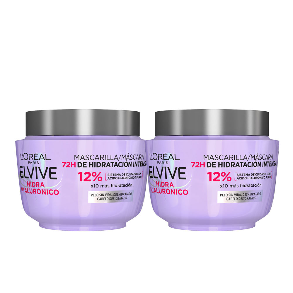 L'Oréal Paris | Elvive Hidra Hialurónico Pack Mascarilla hasta 72h de Hidratación 2x310ml