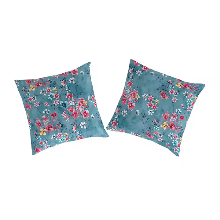 GUY LAROCHE - 2 fundas de almohada 100% algodón LINDSAY azul/rosa/blanco 65x65 cm - 1