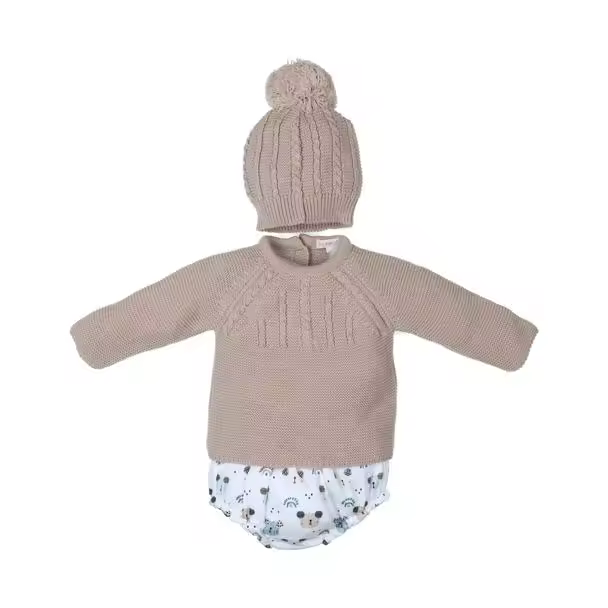 Conjunto 3 piezas bebé niño tejido combinado Bears-30205-Tony Bambino - 1