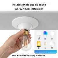 Soporte De Bombilla Colgante E26/E27 1/2pcs Base Redonda Texturizada Fija Para Voltaje 110-250 Uso Doméstico Y Comercial - details 1