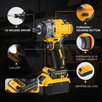 Llave De Impacto Eléctrica Inalámbrica WOZOBUY 1/2", Torque Máximo 236 Ft-lbs (320N.m), Motor Sin Escobillas, Incluye Luz LED De Trabajo - details 1