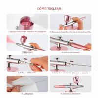 Kit De Aerógrafo Portátil 0.3mm Negro Acción Simple Mini Compresor De Aire Para Pastel Maquillaje Uñas Herramientas De Neblina De Fugas - details 10