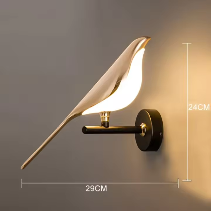 Lámpara De Pared LED De Pájaro Dorado Nórdico Para Sala De Estar Barra Creativa Lámpara De Noche De Dormitorio Decoración De Habitación - 1