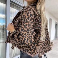Chaqueta De Denim Para Mujer Con Estampado De Leopardo Y Borde Con Borlas Moda Casual Cierre De Botón Unipresión Estilo Single-breasted Otoño Primavera - details 2