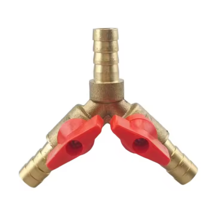 Y-tipo tee manguera conector separador de aleación de latón válvula de bola de 8mm para riego de jardín de agua, petróleo y gas (1 Unids) - 1