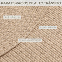 HOMCOM Alfombra Salón Ovalado 170x120 cm Alfombra Lavable en Lavadora Tejido a Mano Estilo Rústico Tapete para Sala de Estar Dormitorio Comedor Exterior Beige - details 3