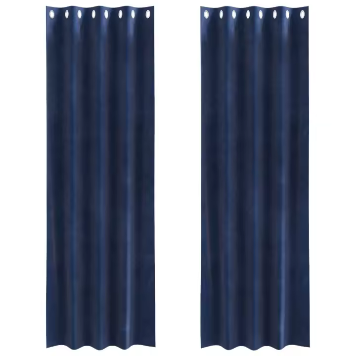 Cortinas opacas vidaXL con ojales 2 pcs de terciopelo azul oscuro - 1