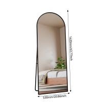 Espejo de Pie Curvo 1620x530 mm, Vidrio Templado con Marco de Aluminio, Espejo de Cuerpo Entero para Dormitorio y Sala, Estilo Moderno, Disponible en Negro . - details 1