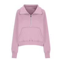 Nueva Sudadera De Mujer Con Capucha Cuello Erguido Otoño Invierno Color Sólido Fleece Manga Larga Bolsillos Cierre Media Pullover Suave - details 93