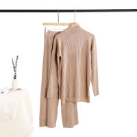 Conjunto De Ropa De Invierno Para Mujer REALEFT 2 Piezas Suéter De Cuello Medio Y Pantalones De Pista Tejidos De Alta Estiramiento Estilo Oficina Lady - details 4
