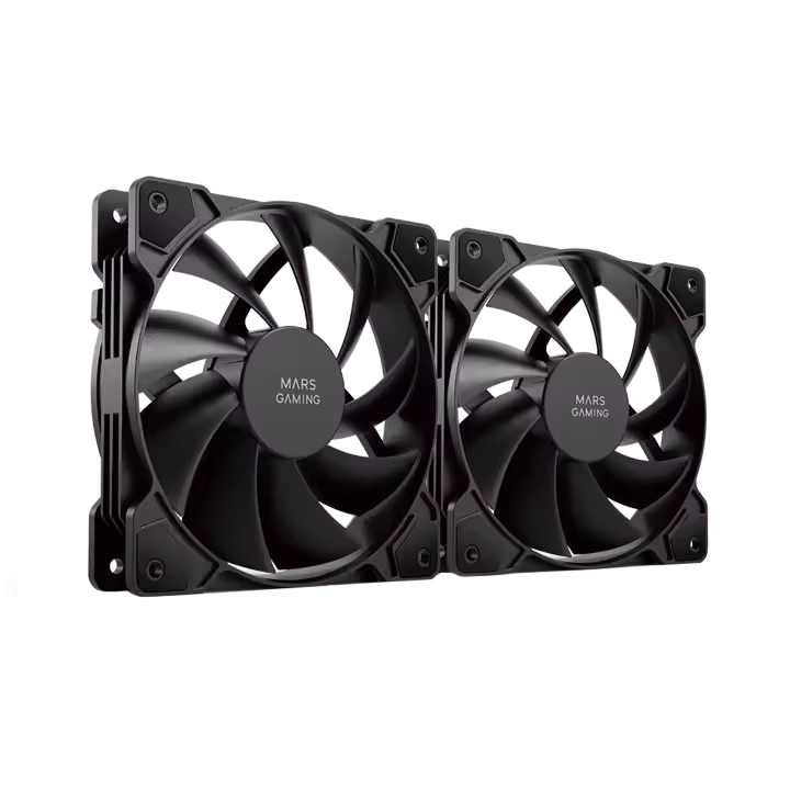 Mars Gaming MF-PWMX2, Kit 2 Ventiladores 120mm, Ultra silenciosos FDB 12dB, Sistema Anti-vibraciones, Sistema PWM, Pack Ventiladores PC Negro o Blanco - 1