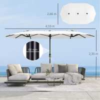 Outsunny Sombrilla Doble 4,6x2,6 m, Sombrilla Terraza Exterior con Manivela Manual, Protección UV50+, Funda Protectora, Resistente al Agua, Parasol para Jardín, Terraza, Patio - details 2