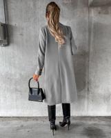 Nueva Chaqueta De Moda Para Mujer 2025 Otoño Invierno Cuello En V Largo Con Bolsillos Doble Botón Estilo Casual Largo (26+ Pulgadas) - details 26