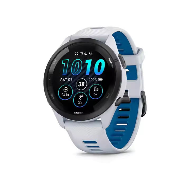 GARMIN Forerunner® 265 Negro con carcasa en blanco y correa de silicona en blanco/azul / Smartwatch 46mm - 1