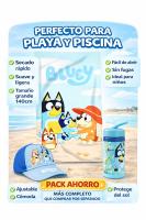 Pack Playa Niño 3 en 1 Toalla Microfibra 140x70 Secado Rápido + Gorra Ajustable + Botella 410ml Set Verano Infantil Piscina Playa Regalo Niños Pokémon Minecraft Stitch Frozen Bluey Dragon Ball Sonic - details 3