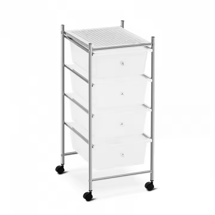 Mediawavestore Carro Multifuncional con 4 Cajones Extraíbles y Ruedas Giratorias para Almacenamiento y Organización - 1