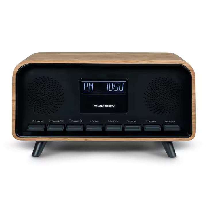 Altavoz vintage Thomson Negro-Madera Bluetooth con despertador 30W RT850BT - 1