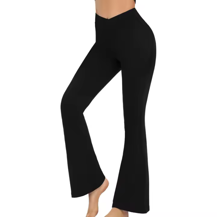 Leggings Flared Para Mujer Pantalones De Yoga Con Cintura Alta Control De La Panza Crossover Pierna Ancha Talla Verdadera - 1