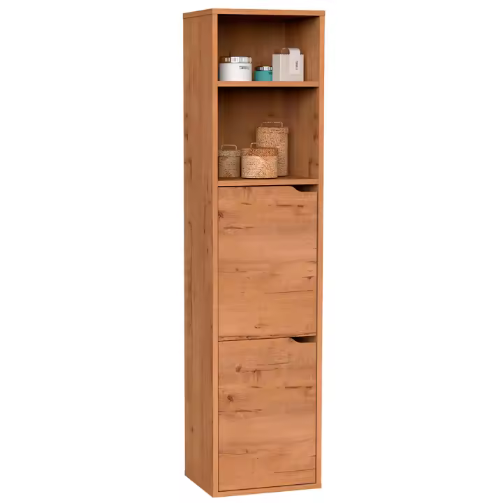 Briebe Aura Columna de Baño, Mueble Auxiliar, Armario Alto Estilo Moderno 150x36,5x30 cm Espacio Almacenaje, , Madera - 1