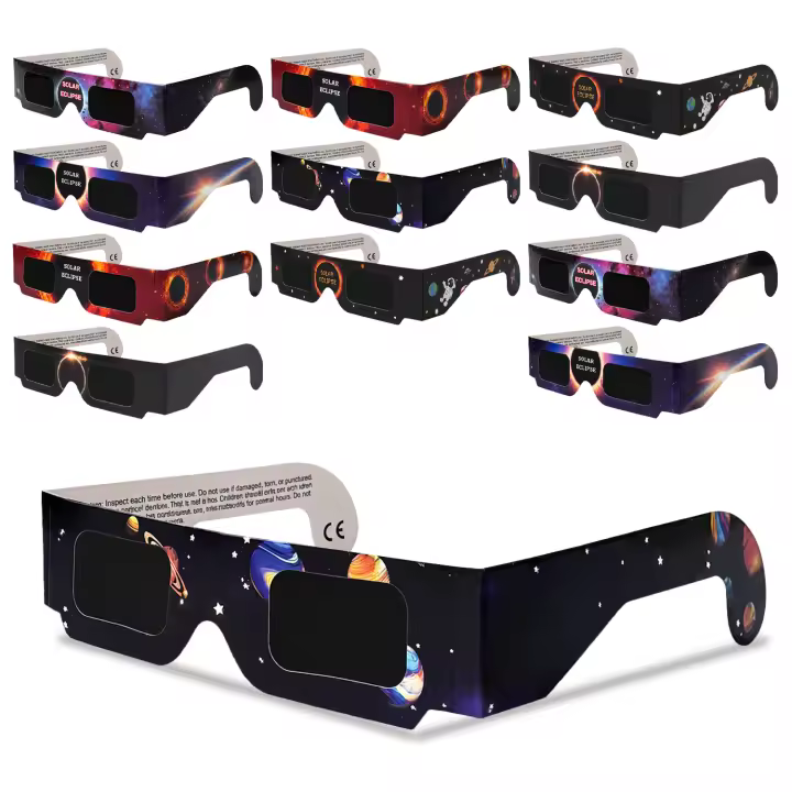 Life Basics Pack 12 Gafas Eclipse Solar Homologadas | Certificación CE y EN ISO 12312-2 | Gafas para Ver el Eclipse Solar 2026 | Observación Segura del Sol | Eclipse Total 12 de Agosto de 2026 España - 1