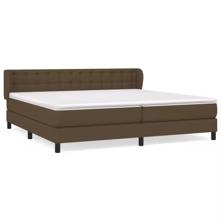 vidaXL Cama box spring con colchón tela marrón oscuro 200x200 cm - 1