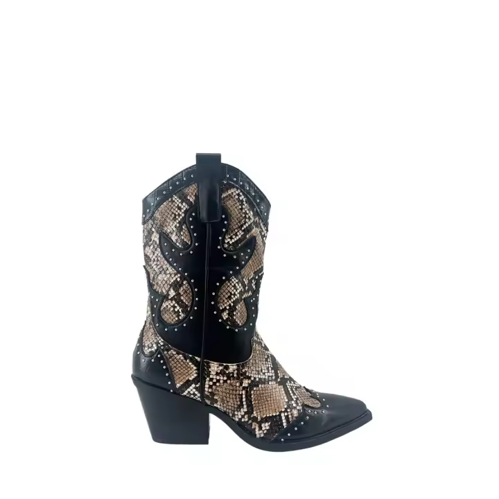 MODELISA Bota Cowboy Campera Con Tacón Ancho Estampado Animal Print Estilo Casual Para Mujer - 1