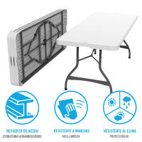 Lifetime - Mesa rectangular ultrarresistente blanca, 6 personas, medidas 182x76x74 cm, máx. peso soportado 907 kg, mesa exterior e interior para jardín, terraza, eventos y catering, camping - details 3