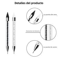 Kit De Decoración De Uñas DIY Con Herramienta De Recogida De Strass 2PCS Y 2 Puntas De Cera Adicionales Dual-Ended Para Piedras Preciosas - details 1