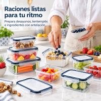 Set de recipientes herméticos para alimentos, 12 o 24 tápers transparentes de PP en varios tamaños, apilables y con cierre de 4 lados, para organizar cocina, despensa, ingredientes, raciones, comida preparada y sobras en el hogar cada día - details 5