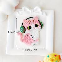 Parches Bordados De Gatos Cartoon Divertidos Con Auriculares 4 Unidades Decoración De Ropa Aplicaciones De Bordado Tamaño 6x4.5cm - details 8
