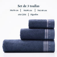 Set toallas de baño (tocador 30x50cm + manos 50x90cm + baño 70x140cm) 450GSM en algodón varios colores Scalpers Home - details 11