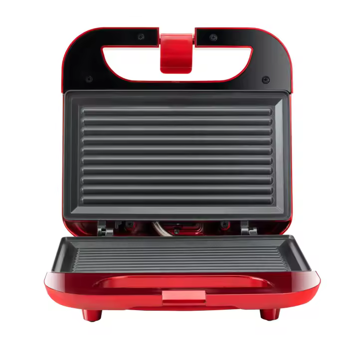 Solac - Sandwichera electrica Buon Panini 750W en color rojo. Para bocadillos, tostar pan, paninis o sandciches. Sellado perfecto, indicadores de funcionamiento, recubrimiento antiadherente, compacta. - 1