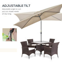 Outsunny Sombrilla de Aluminio 198x296x255 cm Parasol Rectangular de Jardín Inclinable con Manivela y Poste Desmontable para Terraza Piscina Patio Exterior - details 3