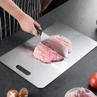 Tabla De Corte De Acero Inoxidable De Grado Alimenticio Doble Cara Rectangular Bloque De Picar Frutas Y Carne Soporte Ecológico - details 1