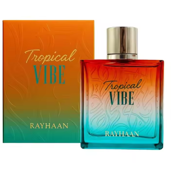 Rayhaan Tropical Vibe 100ml Eau de Parfum Unisex - Perfume Árabe Frutal Tropical Amaderado | Mango Piña Coco Sándalo Ámbar Vetiver | Larga Duración - 1