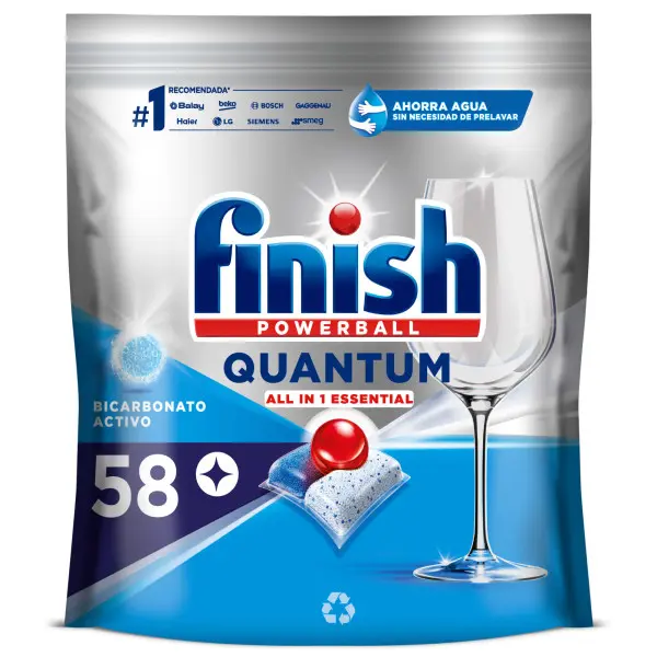 Finish - Powerball Quantum All in 1 Essential Pastillas para el lavavajillas, aroma Regular, 58 pastillas - 1