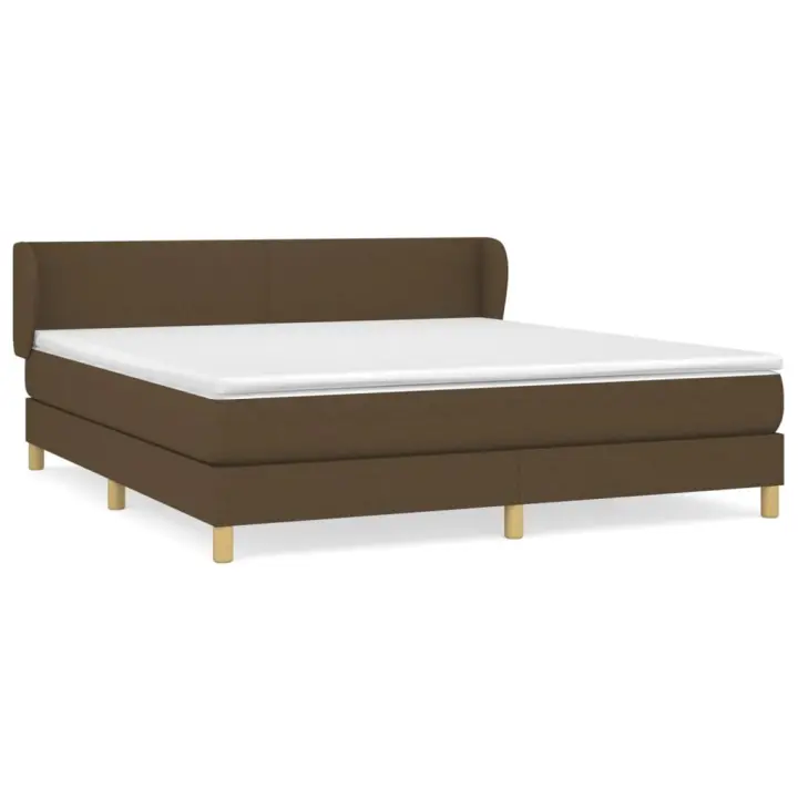 vidaXL Cama box spring con colchón tela marrón oscuro 160x200 cm - 1