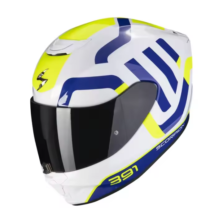 Casco Integral Scorpion EXO 391 AROK Blanco Azul Amarillo - 1