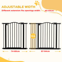 PawHut Barrera de Seguridad para Perros Extensible 74-94 cm para Puertas y Escaleras Puerta de Seguridad para Mascotas con Montaje a Presión y Doble Bloqueo - details 6