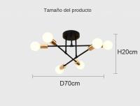 Lámpara De Techo Vintage Pendente Con Base E27 De 6 Cabezas En Negro/Blanco/Oro Para Sala De Estar Moderna Y Sencilla LED - details 2